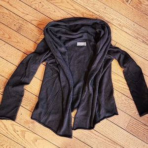 VEUC Zadig & Voltaire S Daphnee 100% Black Cashmere Open Front Drape Sweater